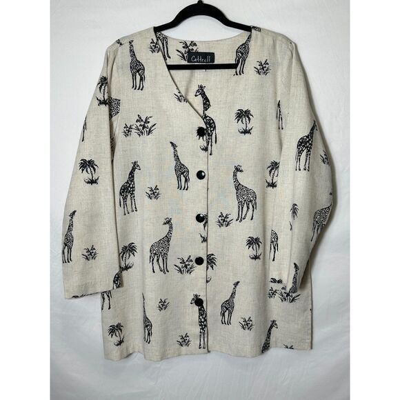 Cattrell Tops - Cattrell Vintage Women's BOHO Safari Themed Plus Size Button Down Tunic Size 1X